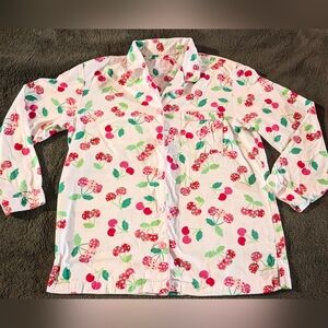 VTG Victorias Secret White Pink & Red Cherry Hearts 100% Cotton Pajama Top Only